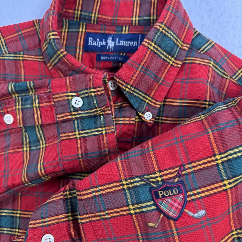 Ralph Lauren Shirt Men’s Medium Plaid Button Down Crest Logo